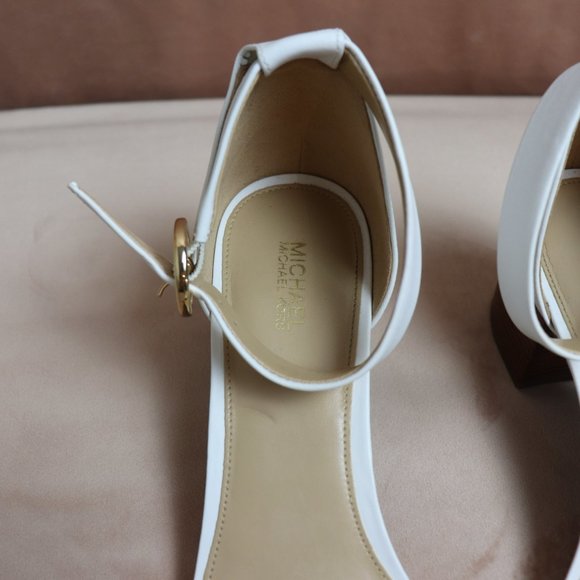 MICHAEL KORS Lena Leather Sandals Block Heel size 9 White - Picture 10 of 11